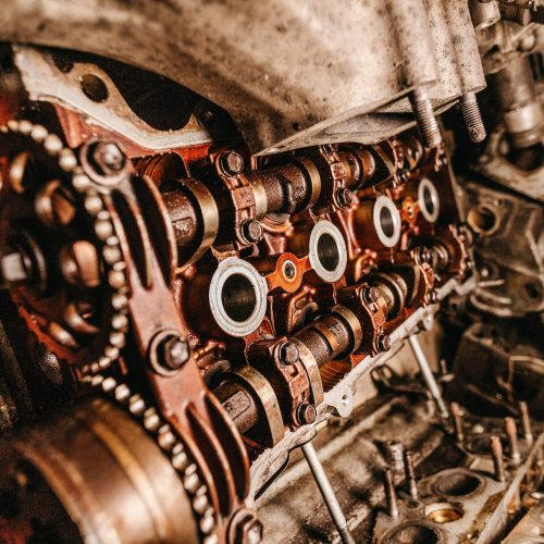 A closeup shot of the details of an old industrial machine